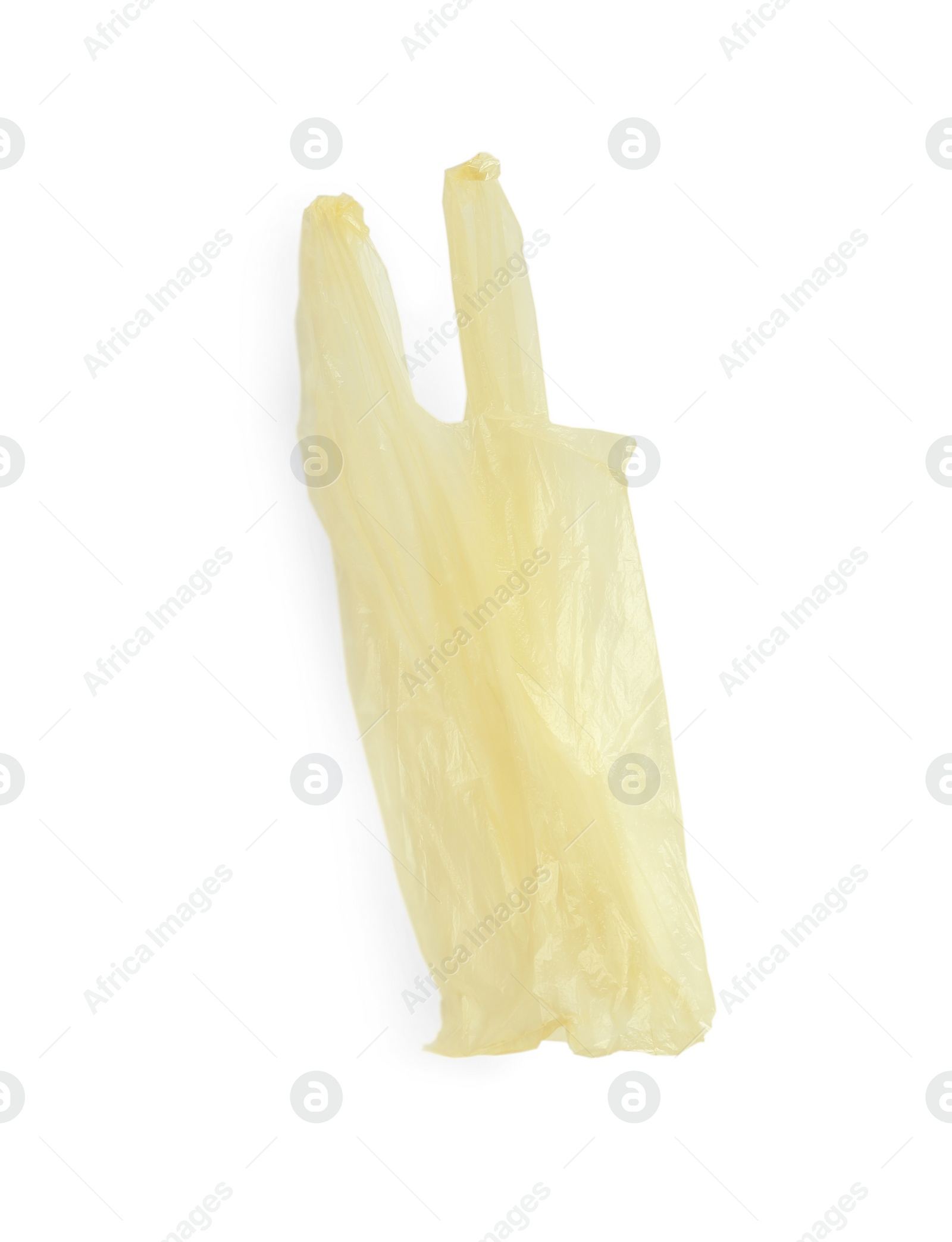 Photo of Color plastic bag isolated on white, top view