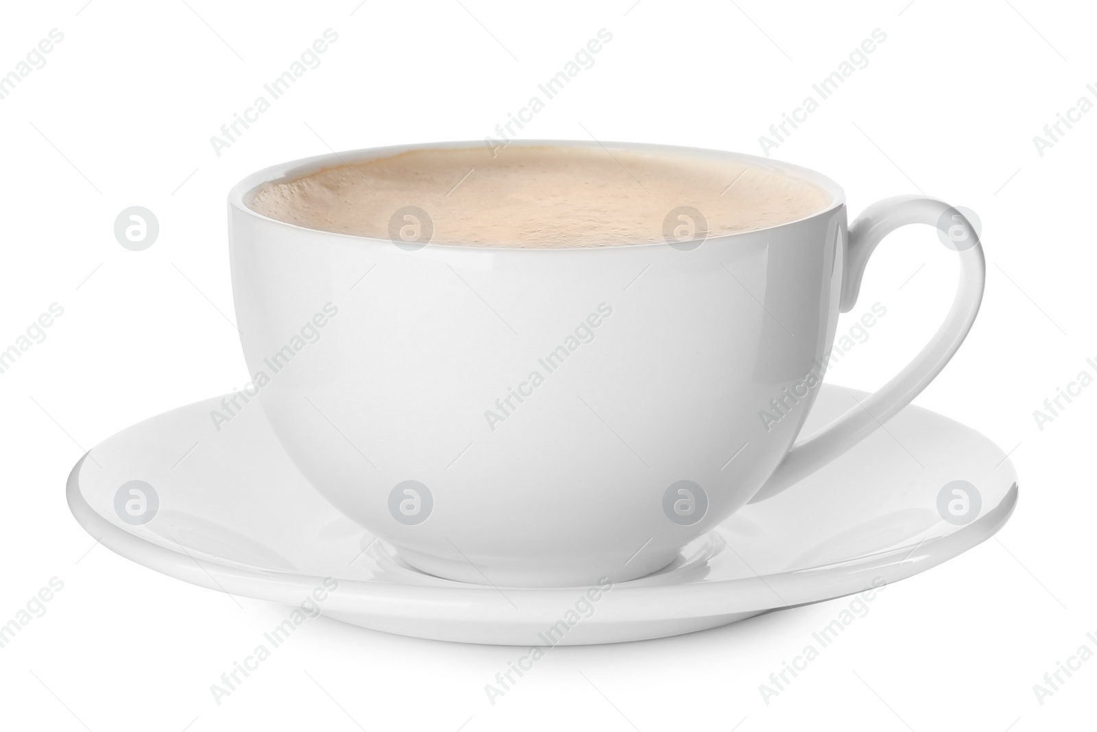 Photo of Cup of tasty coffee isolated on white