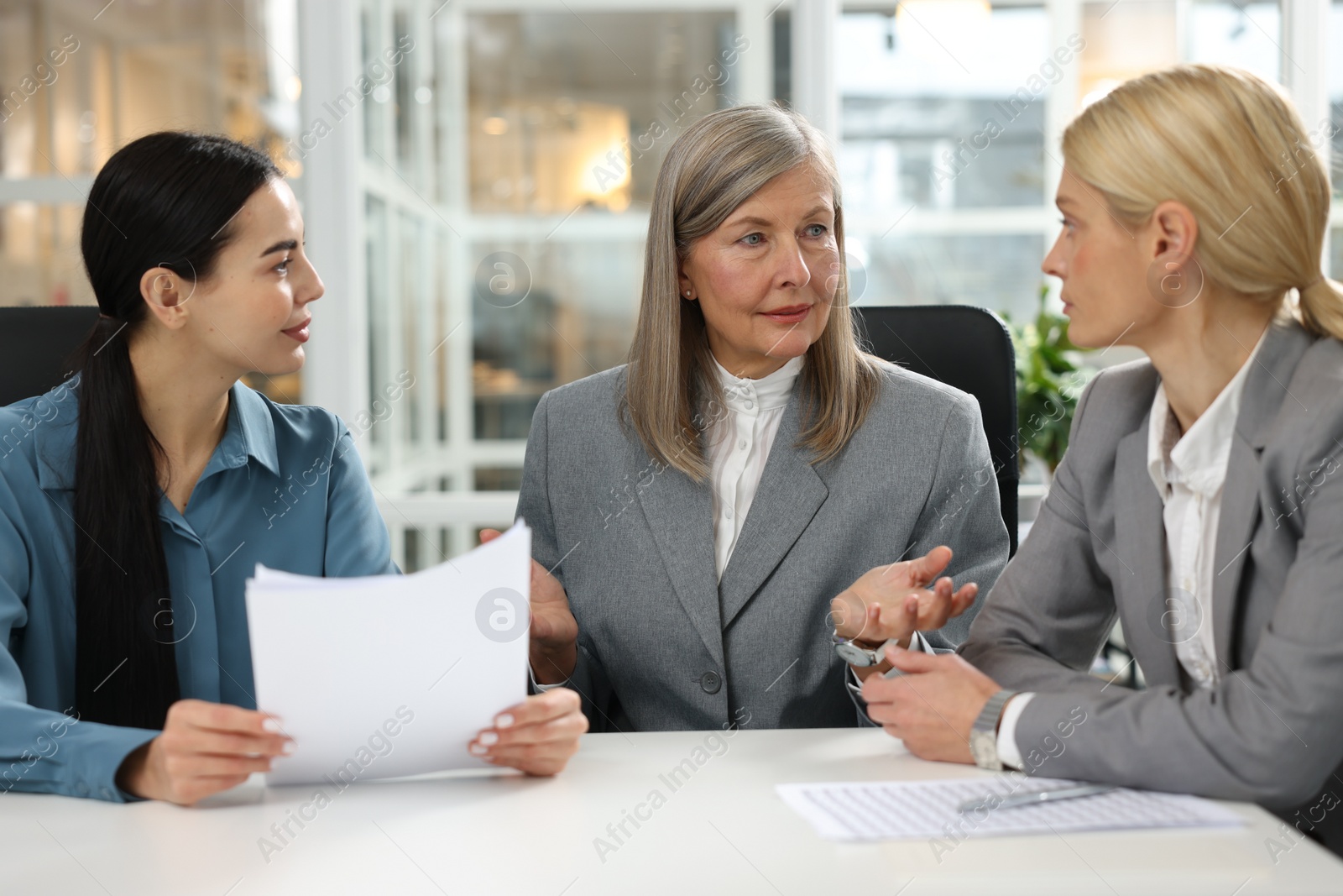 Photo of Lawyers working together at table in office