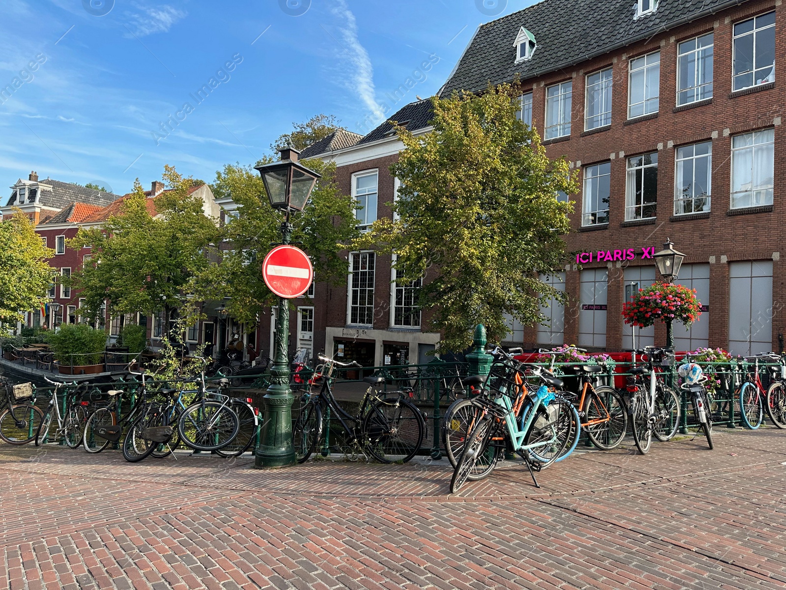 Photo of Beautiful view of buildings and bicycles on city street