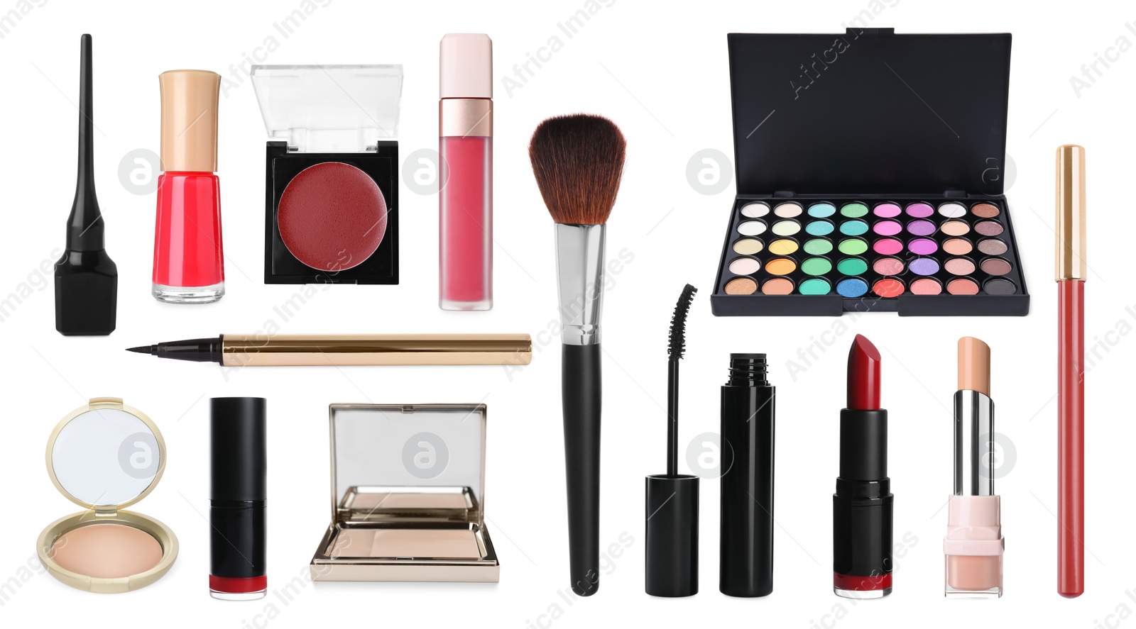 Image of Decorative cosmetics isolated on white, collection. Makeup products