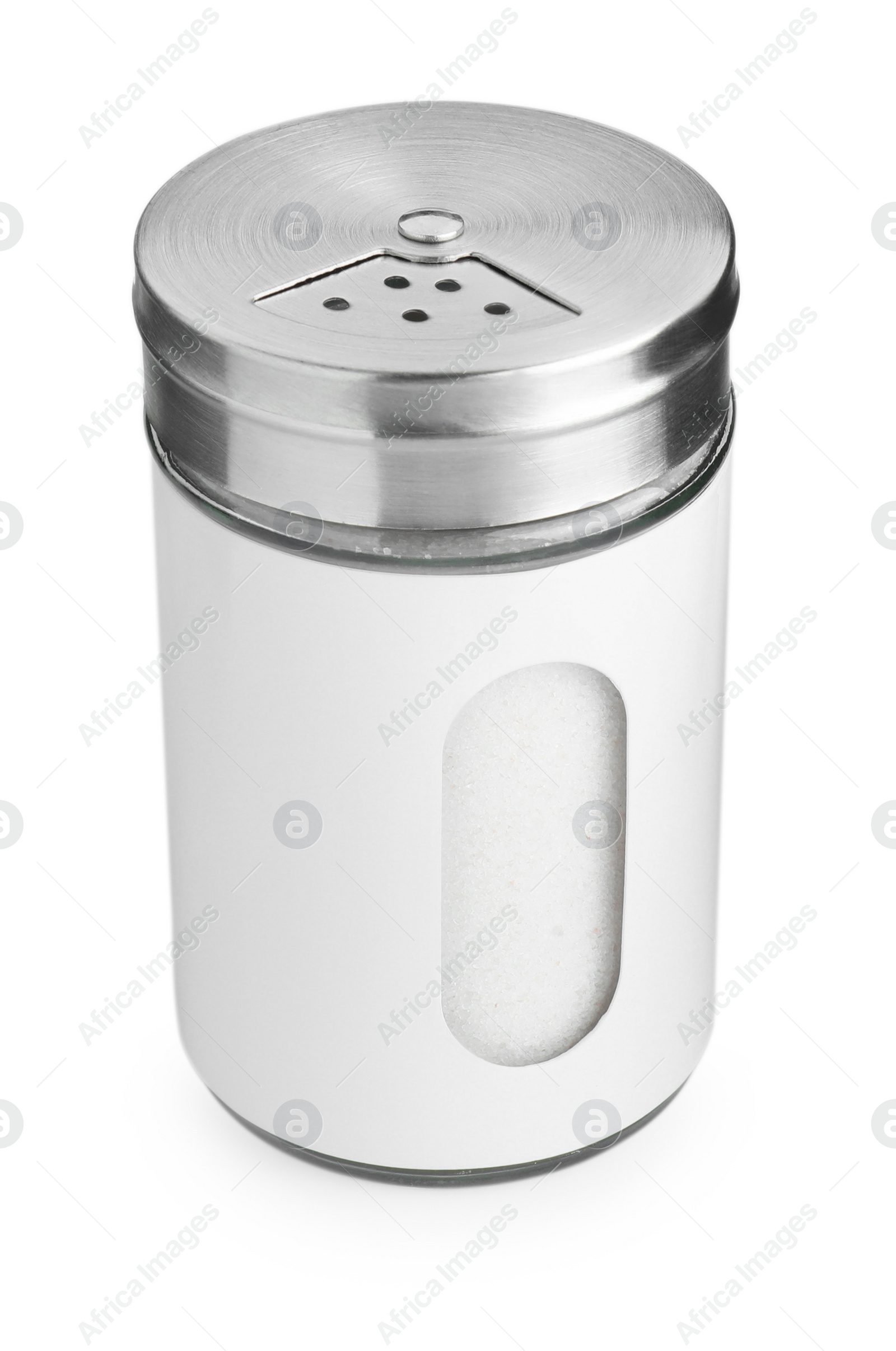 Photo of One stylish salt shaker isolated on white