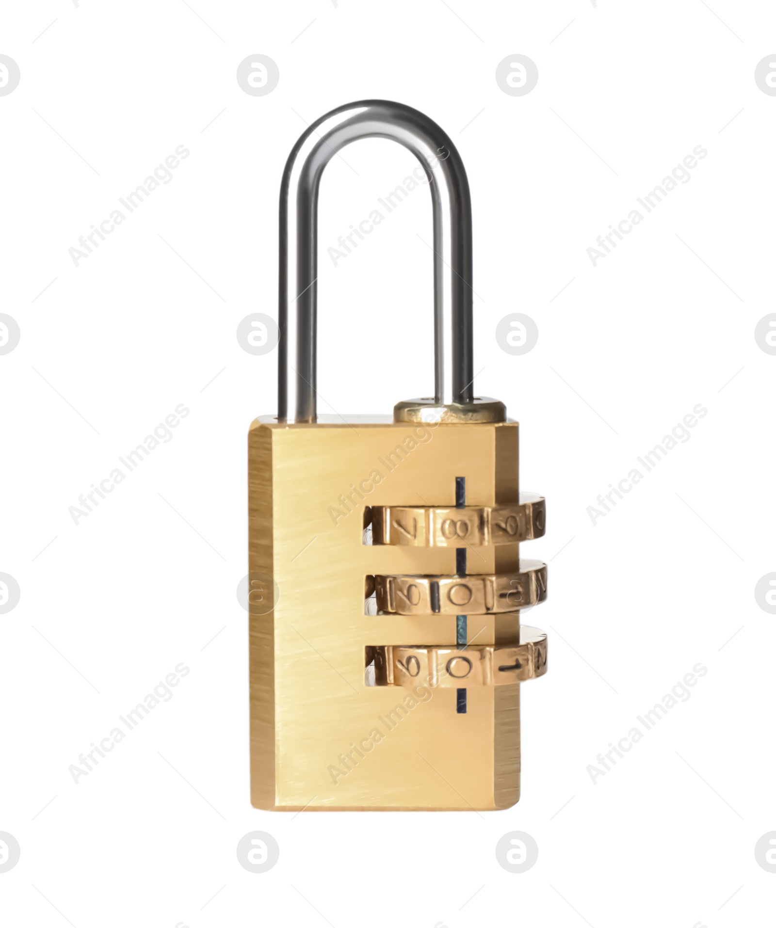 Photo of Modern padlock isolated on white. Safety and protection