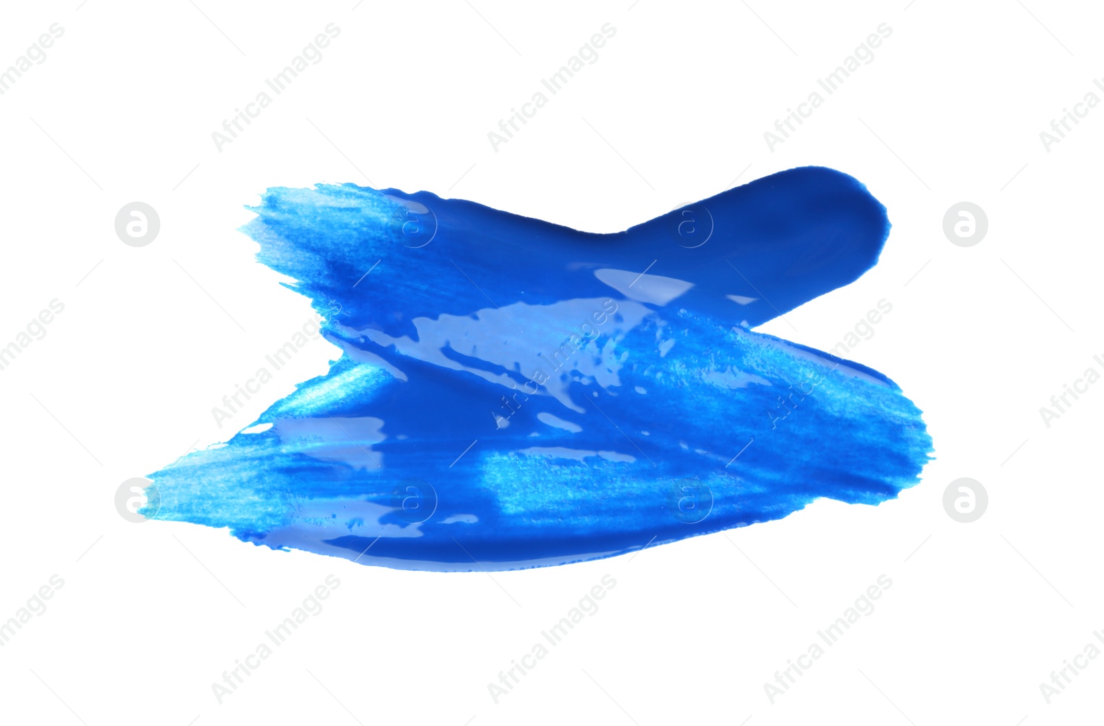 Photo of Abstract brushstroke of blue paint isolated on white