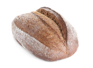 Photo of Loaf of tasty rye sodawater bread isolated on white