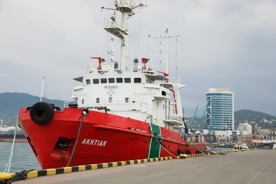 Photo of BATUMI, GEORGIA - MAY 31, 2022: Ship moored in sea port