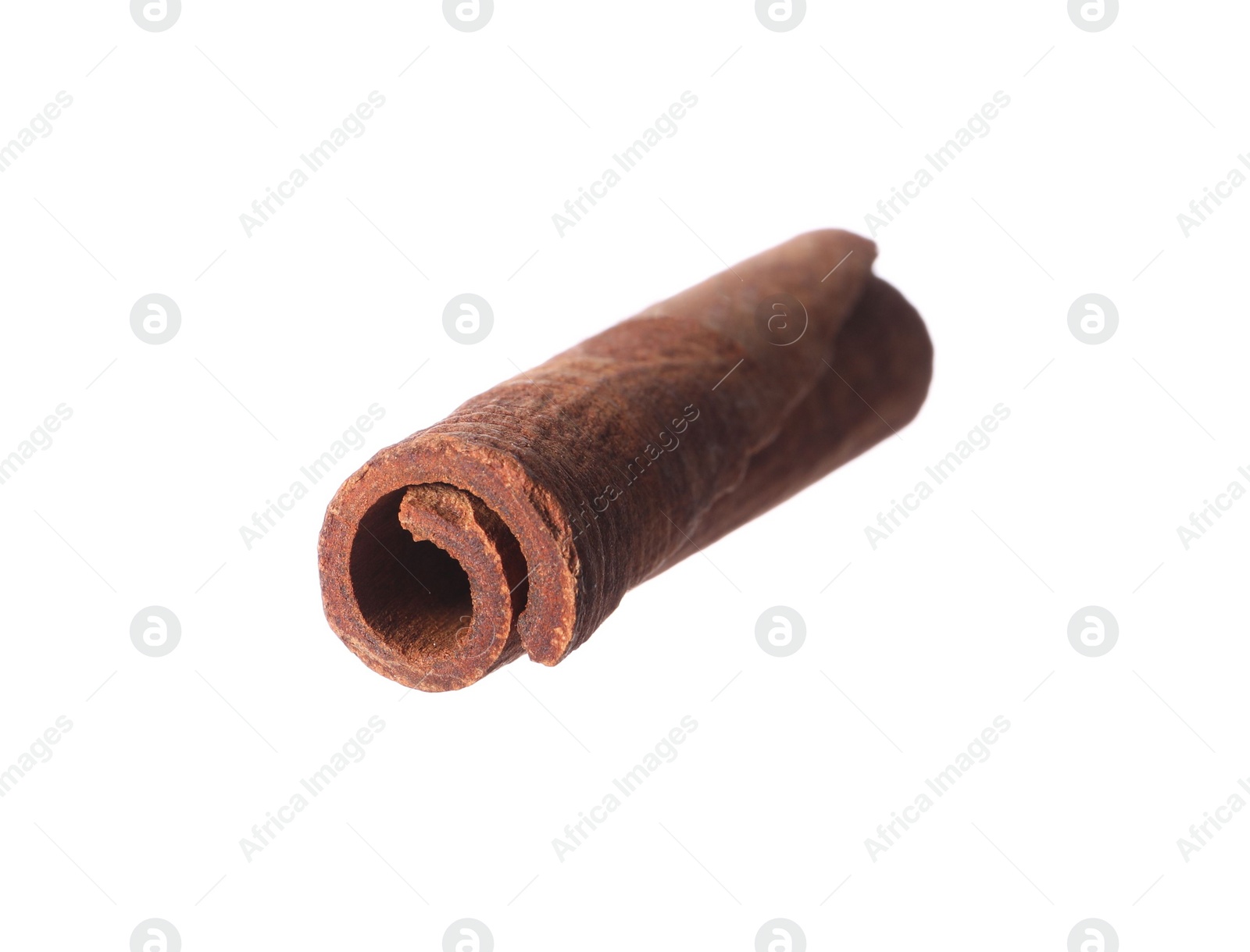 Photo of One aromatic cinnamon stick isolated on white