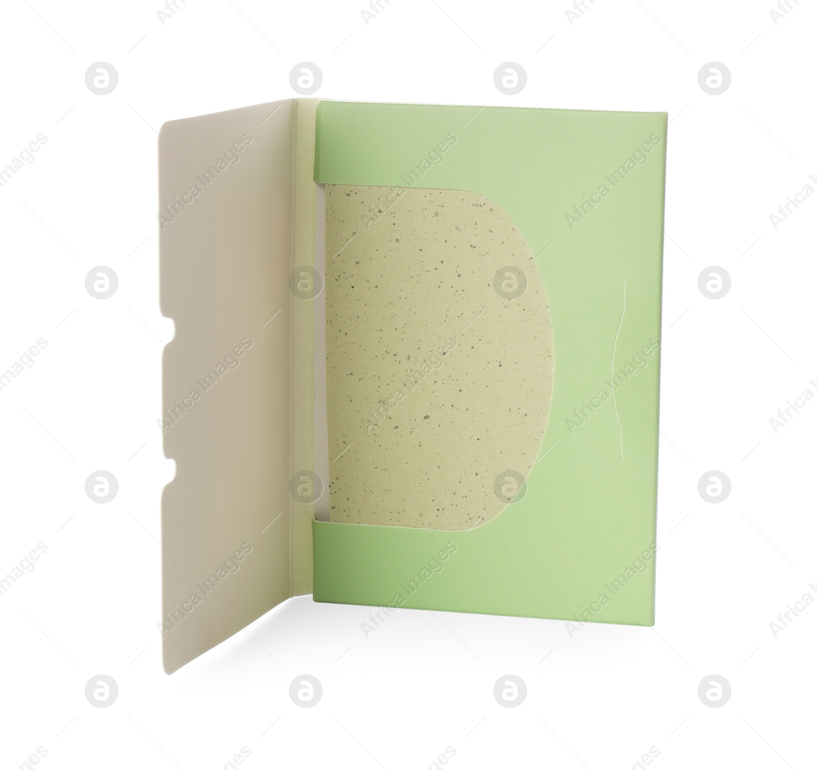 Photo of Package of facial oil blotting tissues isolated on white. Mattifying wipes