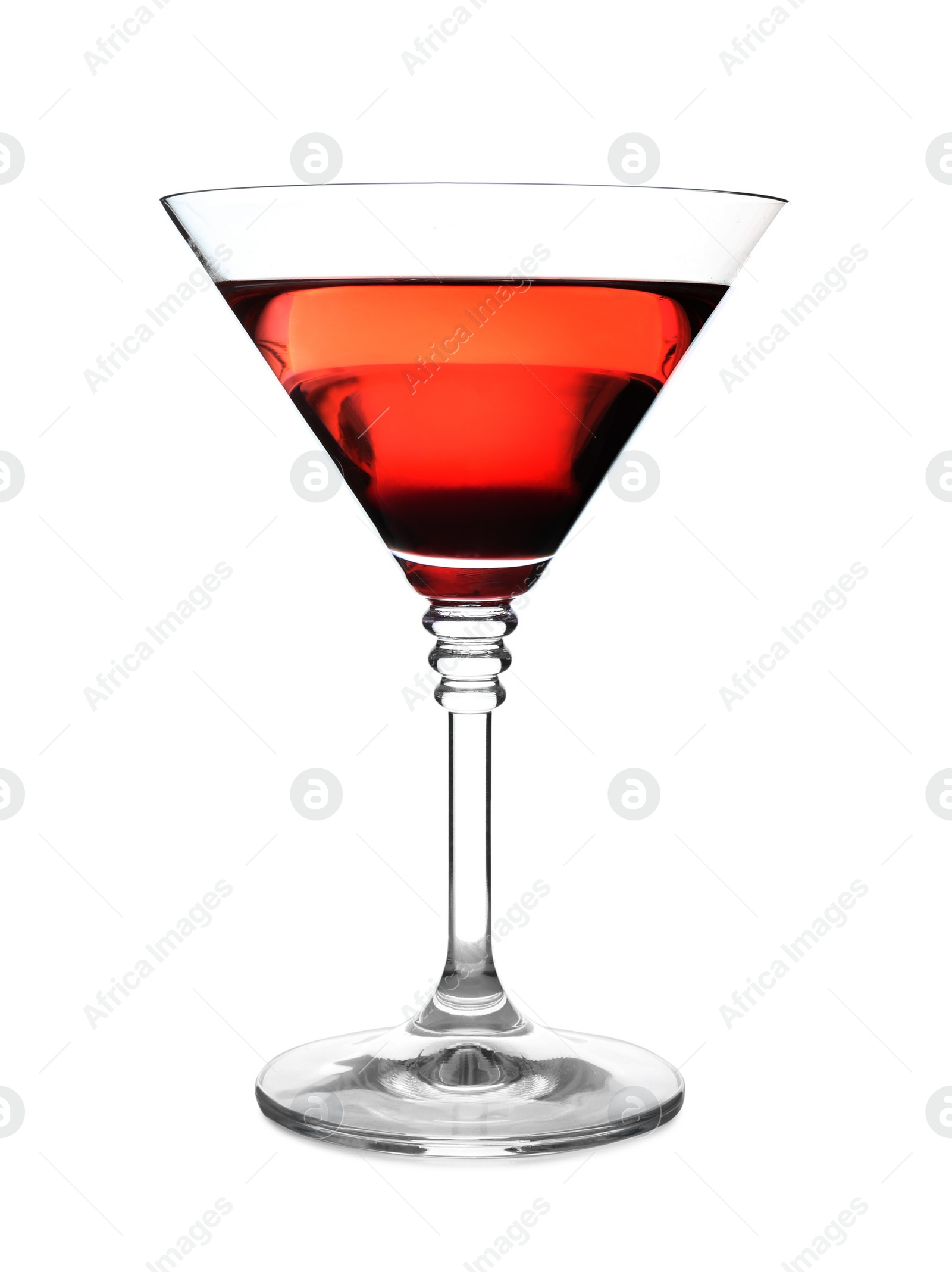 Photo of Glass of martini cocktail on white background