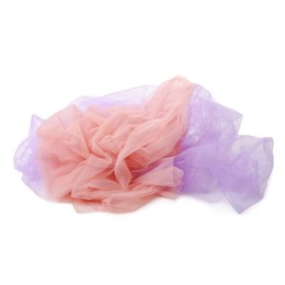 Beautiful colorful tulle fabrics on white background