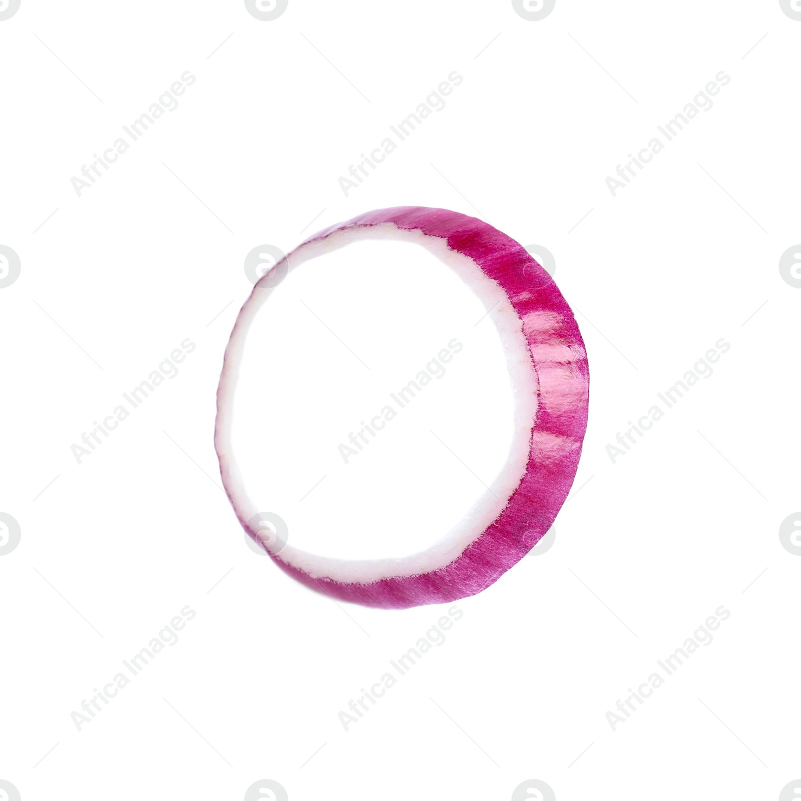 Photo of Sliced red onion ring on white background