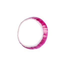 Photo of Sliced red onion ring on white background