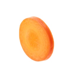 Photo of Slice of fresh ripe carrot isolated on white