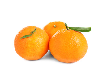 Fresh ripe juicy tangerines isolated on white