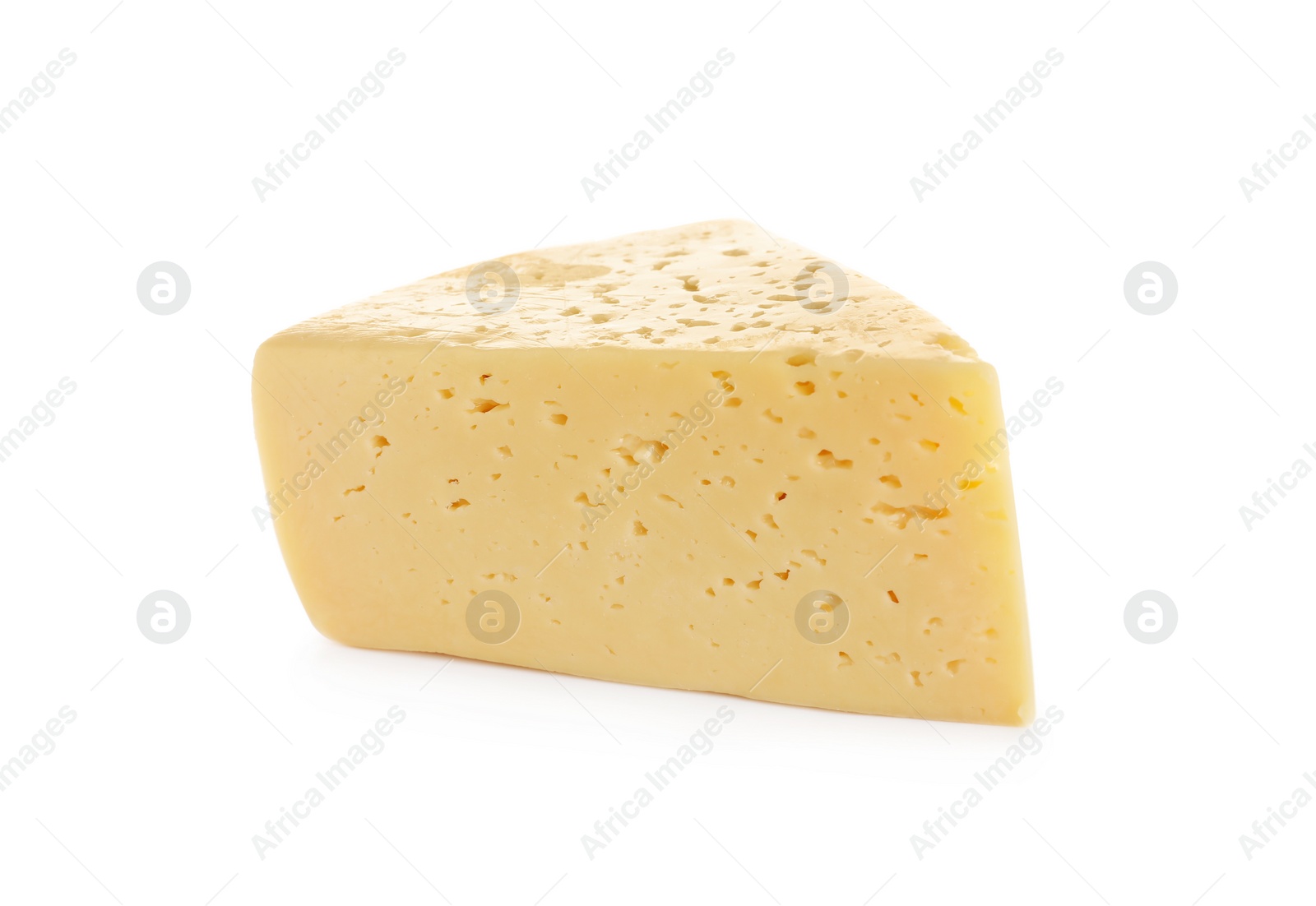 Photo of Piece of delicious cheese on white background