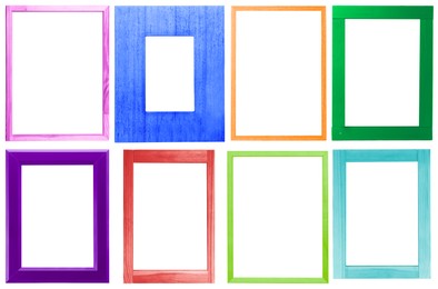 Image of Collage with bright frames on white background