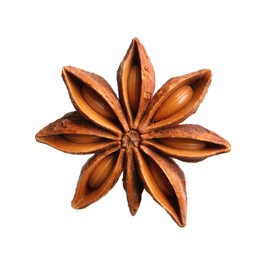 Photo of Dry anise star with seeds isolated on white