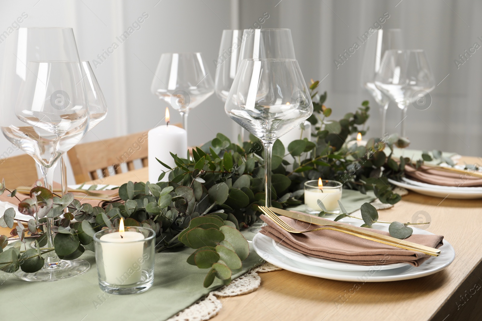 Photo of Stylish elegant table setting for festive dinner indoors