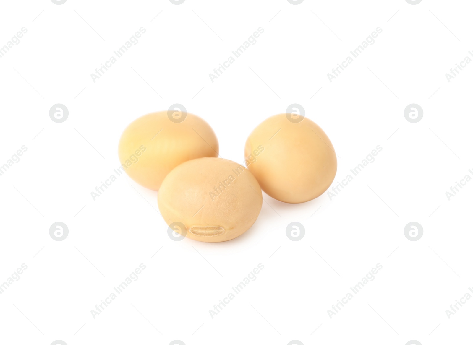 Photo of Pile of raw soya beans on white background. Vegetable planting