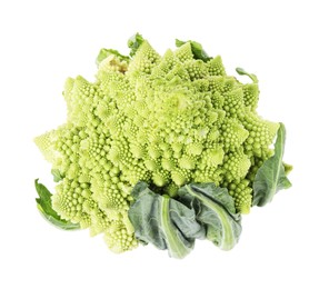 Photo of Fresh Romanesco broccoli isolated on white, top view