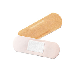 Photo of Medical sticking plasters isolated on white. First aid item