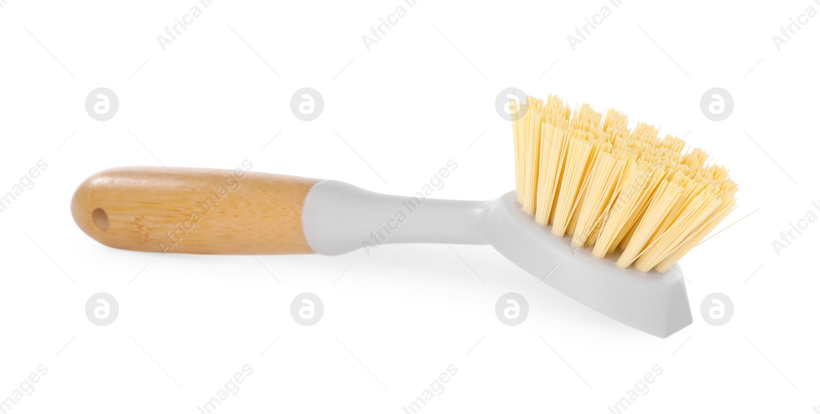 Photo of Cleaning supply. One brush isolated on white