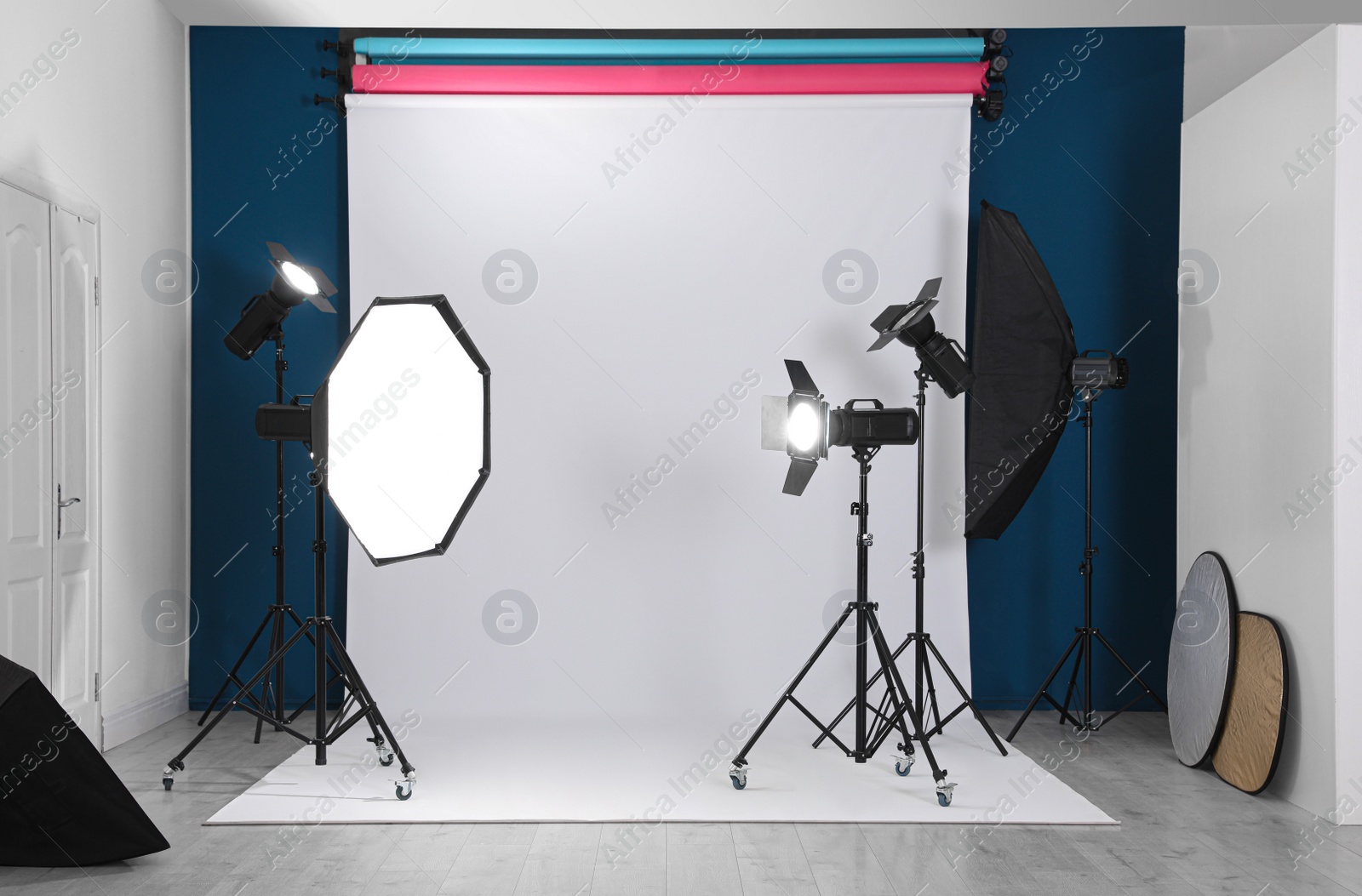 Photo of Photo studio interior with set of professional equipment