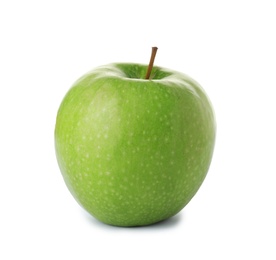 Photo of Ripe juicy green apple on white background