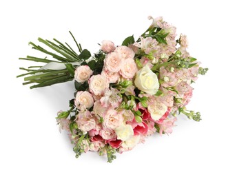 Beautiful bouquet of fresh flowers isolated on white