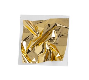 Edible gold leaf sheet isolated on white