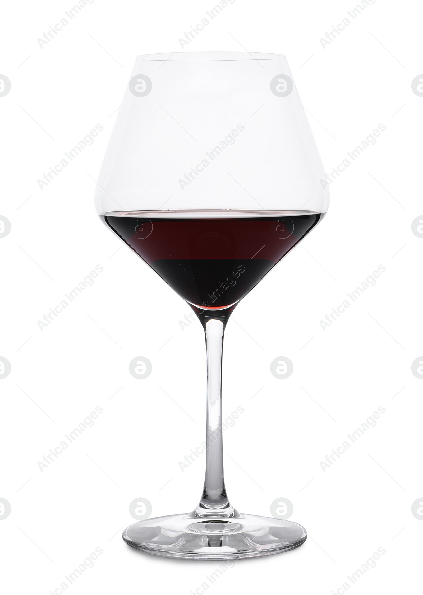 Photo of Glass of delicious expensive red wine on white background