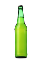 Photo of Green bottle of beer isolated on white