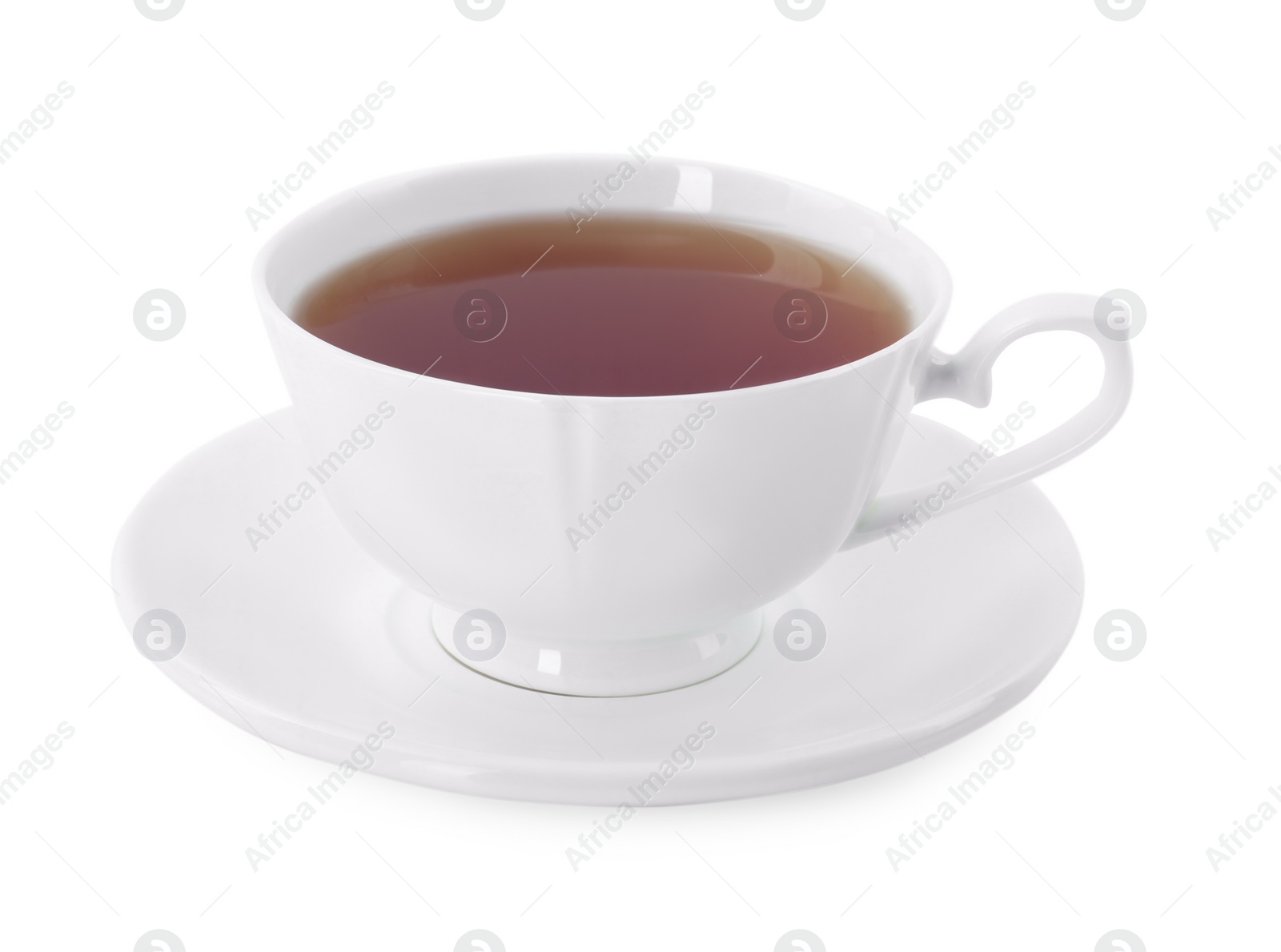 Photo of Tasty tea in cup isolated on white