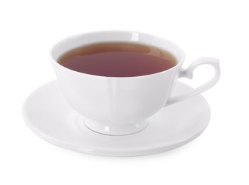 Photo of Tasty tea in cup isolated on white
