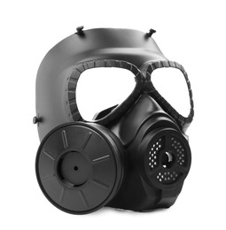 Photo of One gas mask isolated on white. Safety equipment