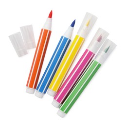 Photo of Bright markers isolated on white, top view