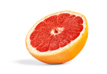 Photo of Half of ripe grapefruit isolated on white