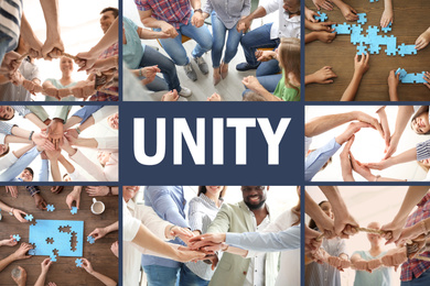 Image of Collage with different photos. Concept of unity and support 