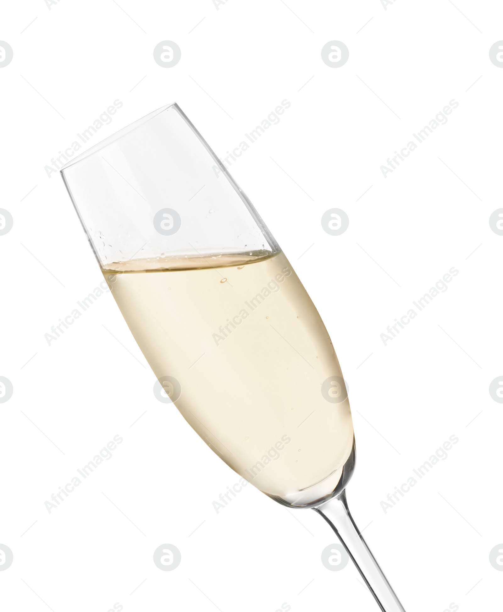 Photo of Glass of sparkling wine isolated on white