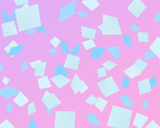 Image of Bright confetti falling on gradient violet background