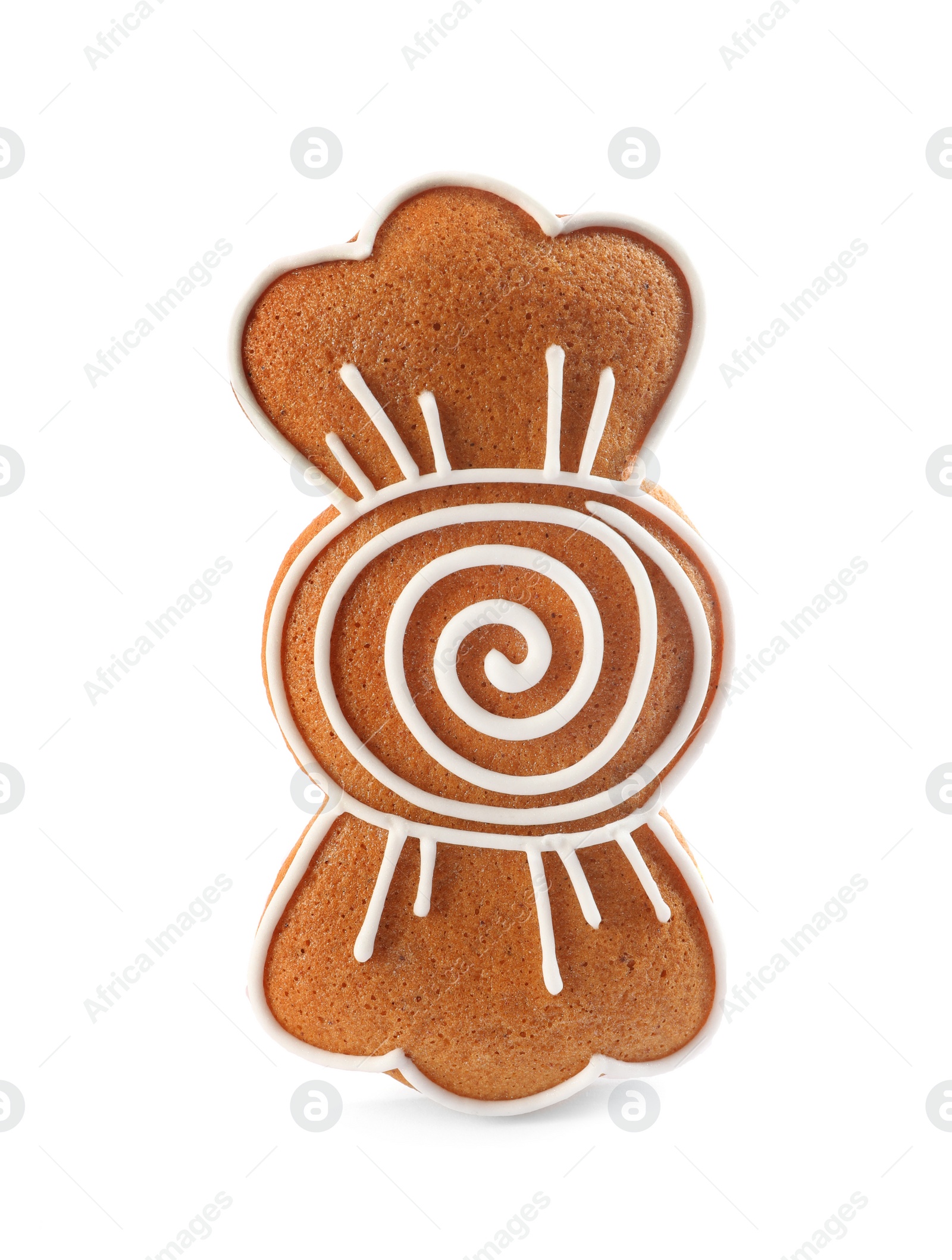 Photo of Candy shaped Christmas cookie isolated on white