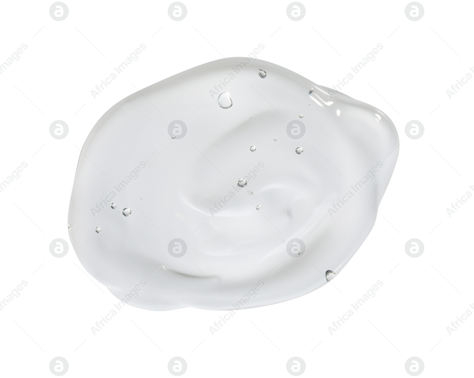 Photo of Sample of clear facial gel on white background, top view