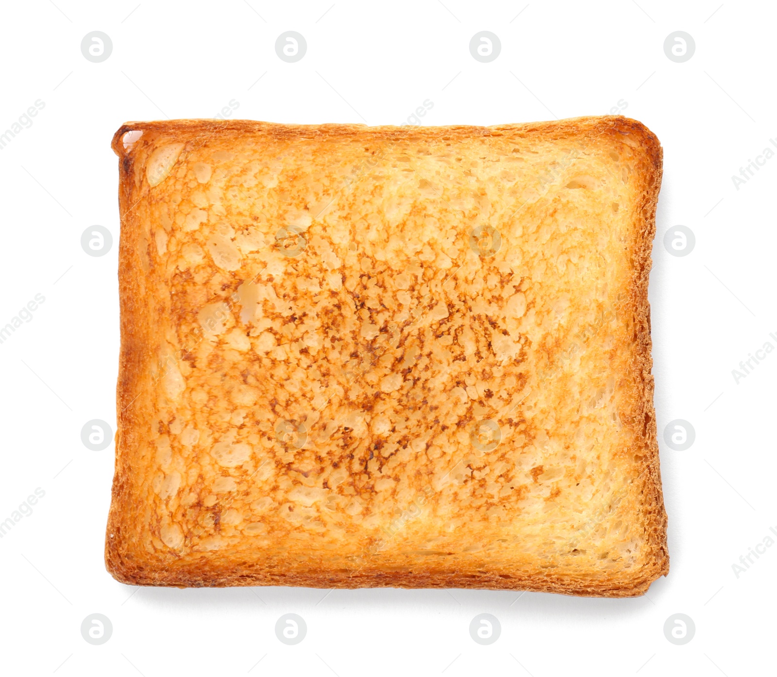 Photo of Toasted bread on white background, top view