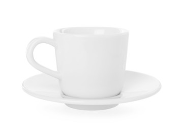 Ceramic cup with saucer isolated on white