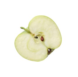 Photo of Half of ripe green apple on white background