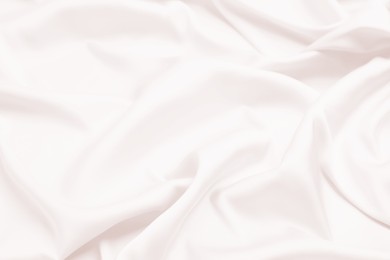 Image of Delicate white silk fabric as background, closeup