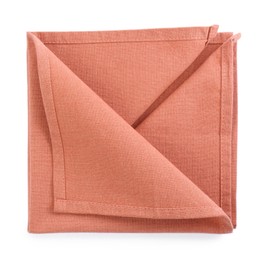 Stylish color fabric napkin isolated on white, top view