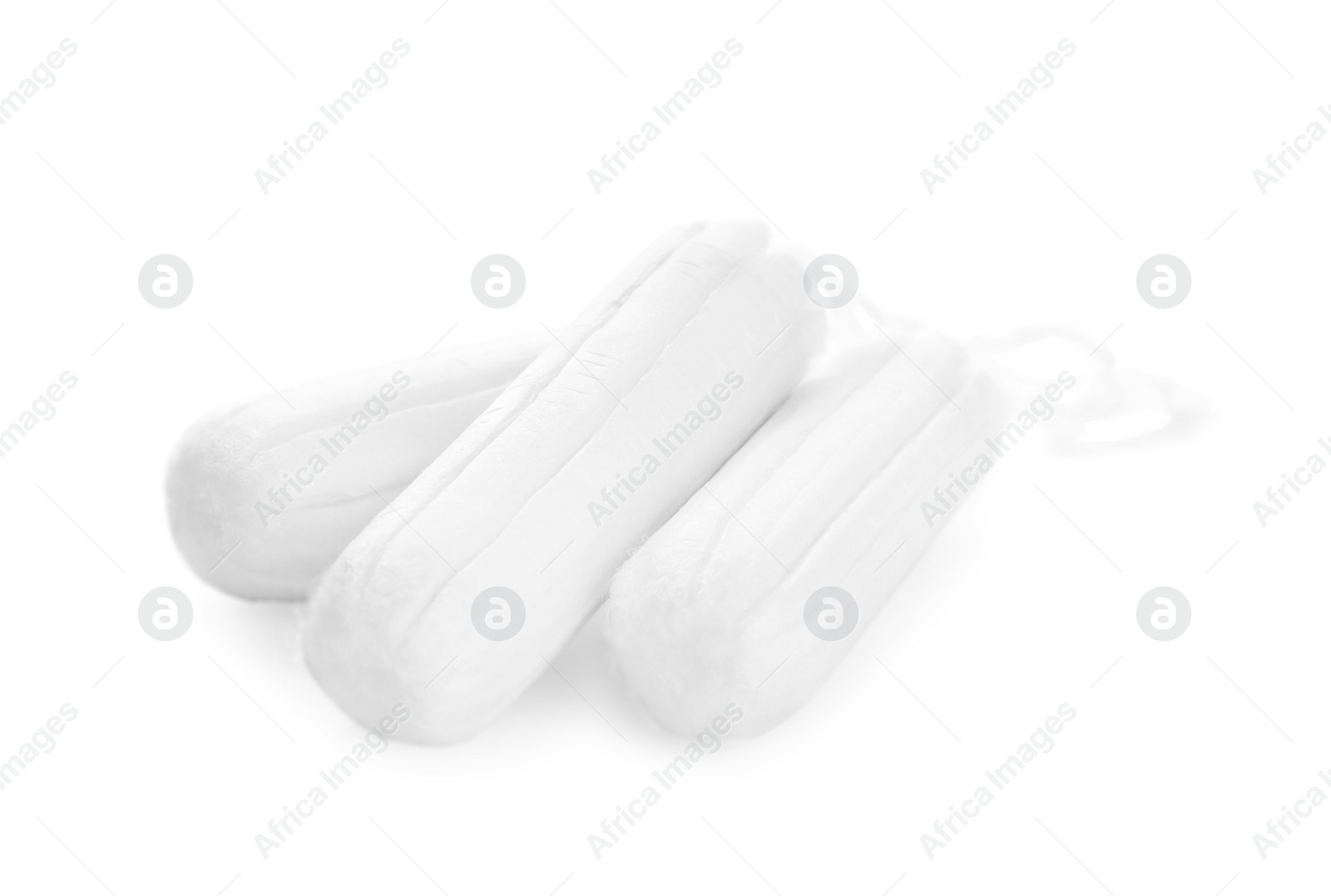 Photo of Tampons on white background. Menstrual hygiene product