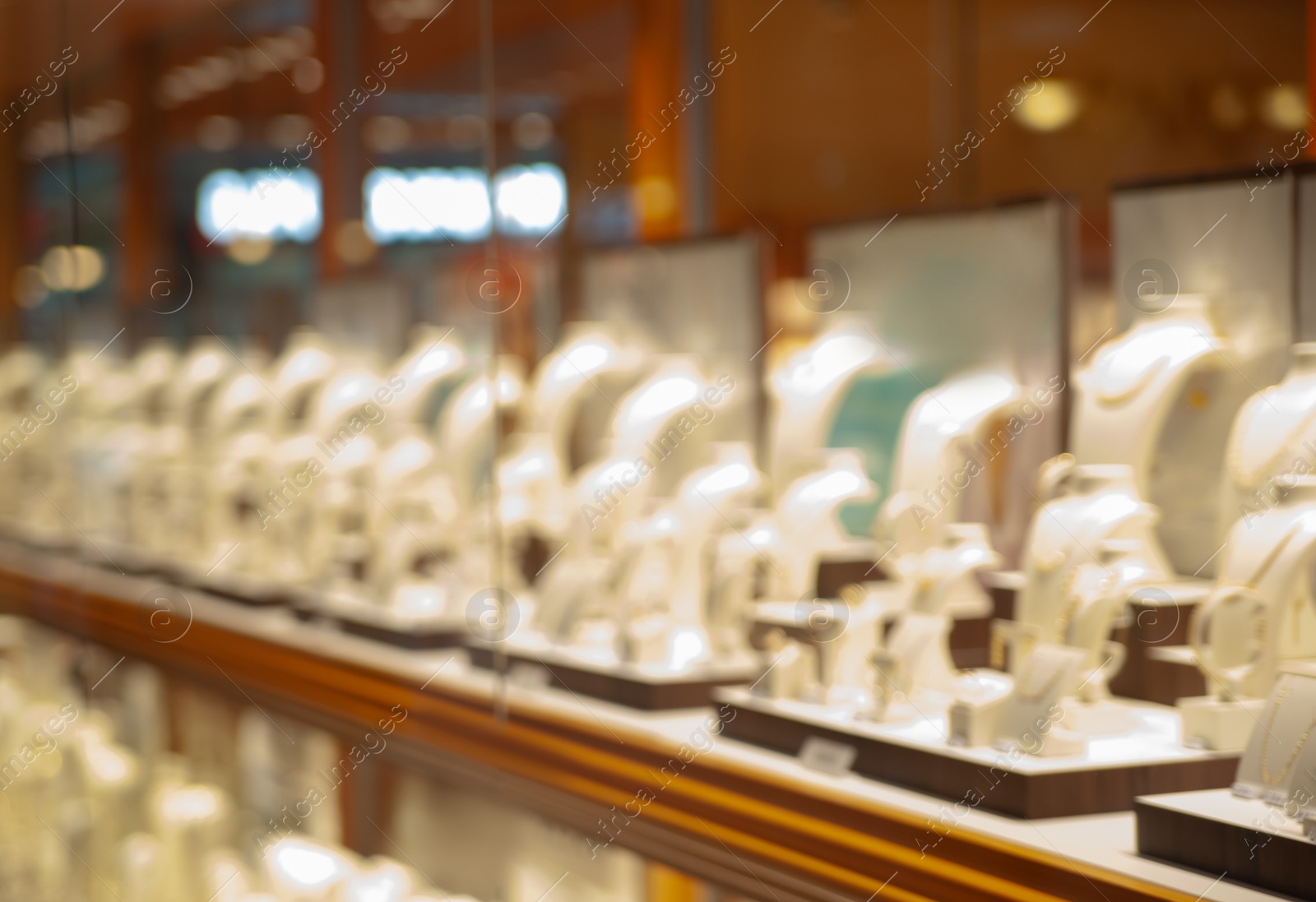 Photo of Blurred view of jewelry store, bokeh effect