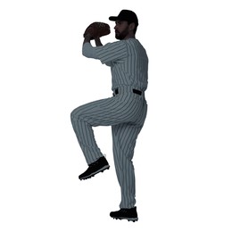 Image of Silhouette of baseball player on white background